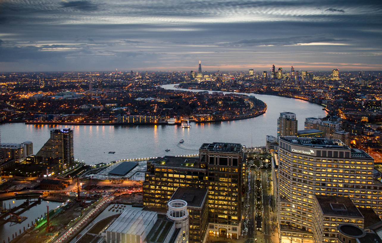 London cityscape at sunset