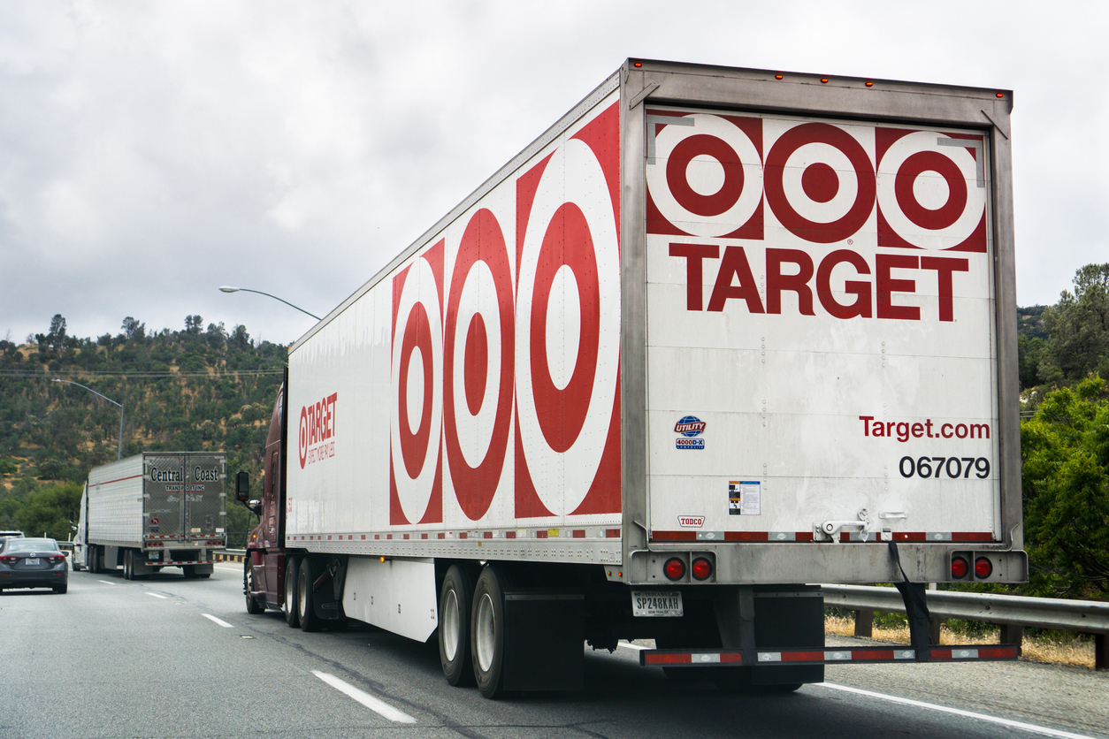 Target truck on a freeway near Bakersfield, California