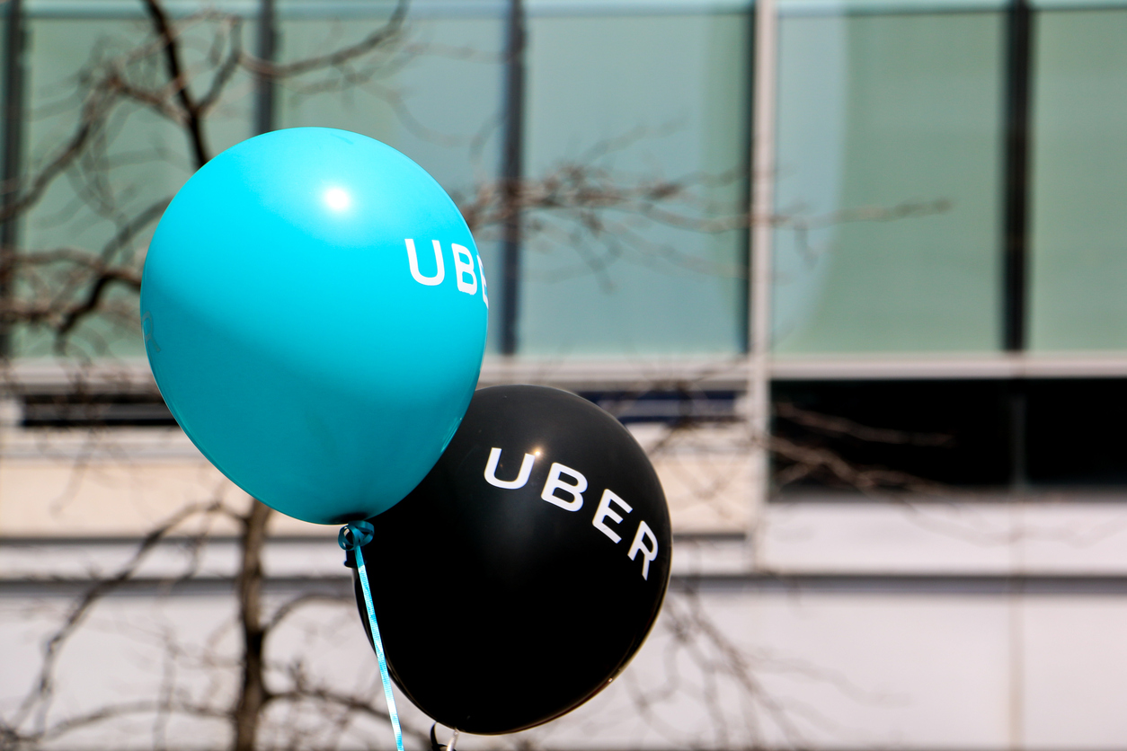 Balloons at an Uber rally at Square Victoria, Montreal