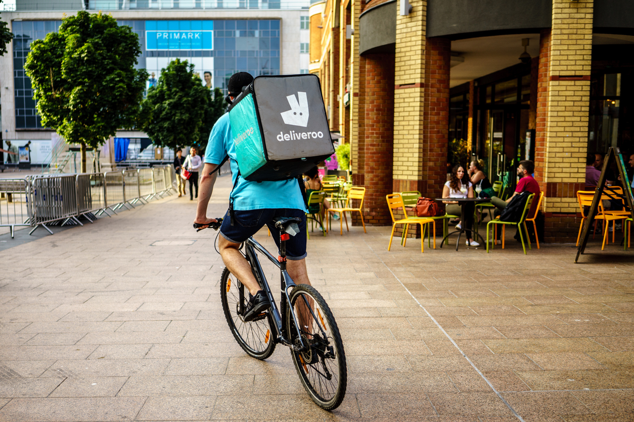 Deliveroo courier in Coventry City Centre