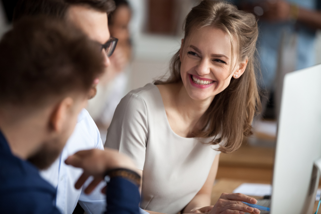 Good employee speaking with managers