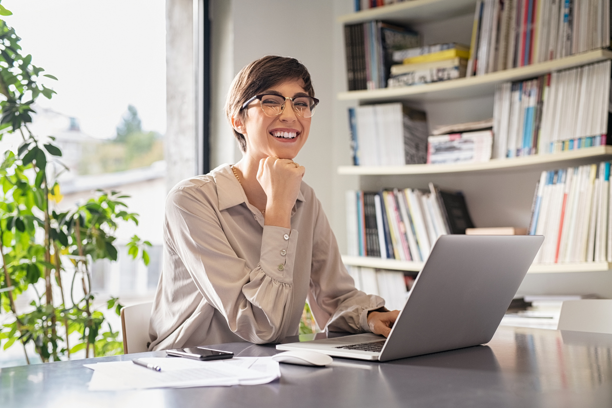 Businesswoman working from home