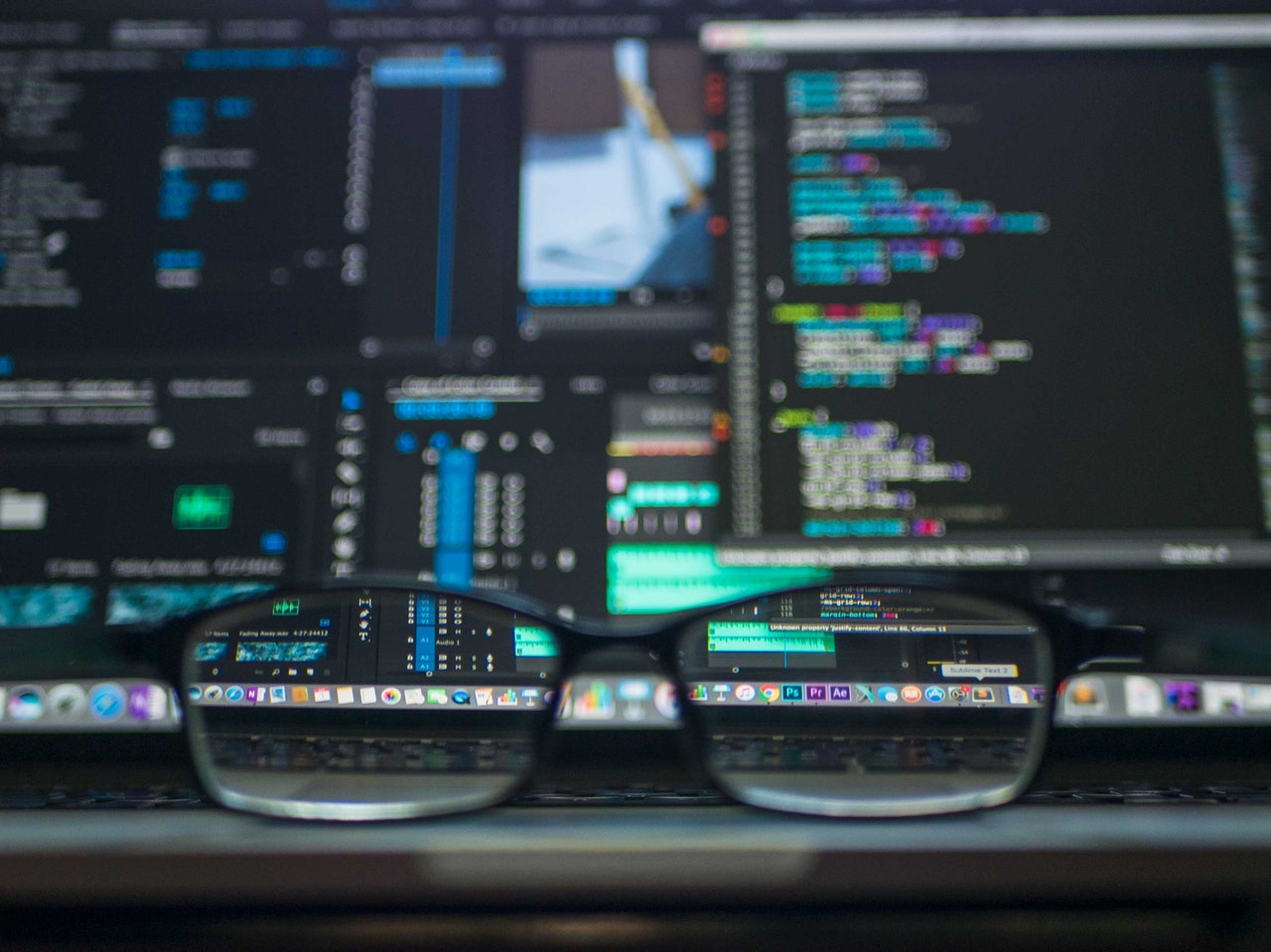 Glasses infront of computer screen