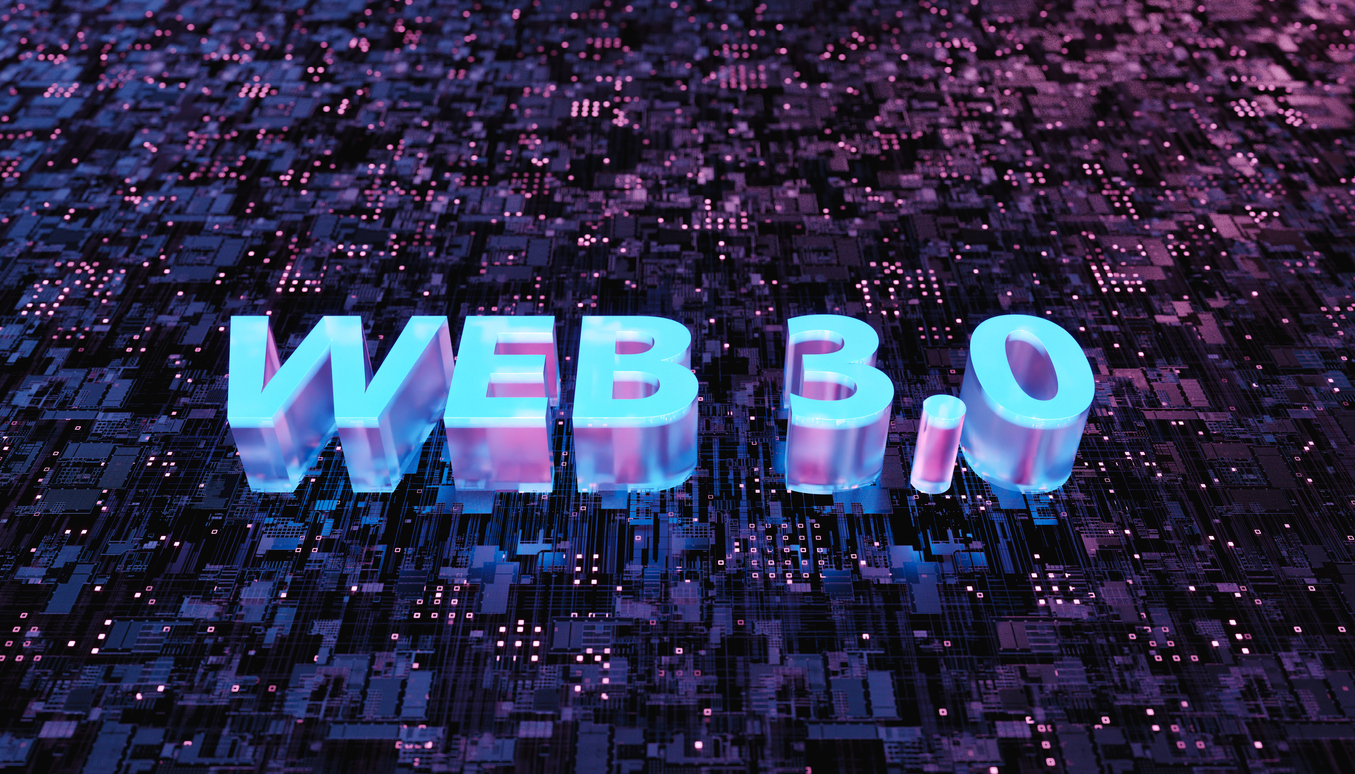 WEB 3.0 sign on a futuristic electronic board