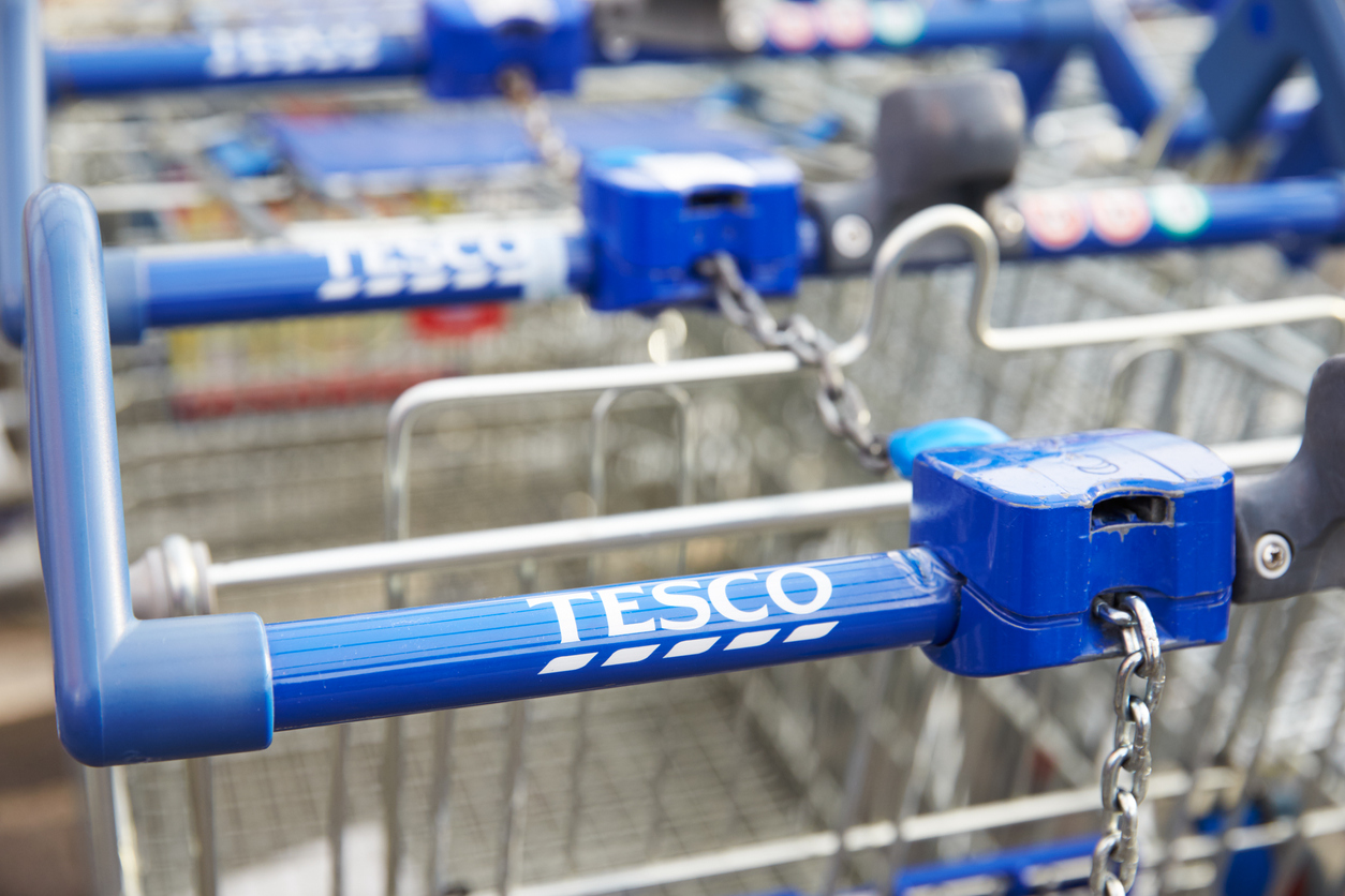 Shopping Trolleys Outside Tesco Supermarket