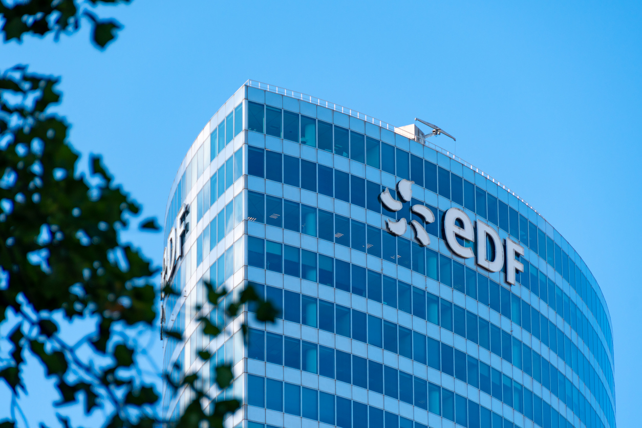 Exterior view of the EDF headquarters in the financial district of Paris-La Defense