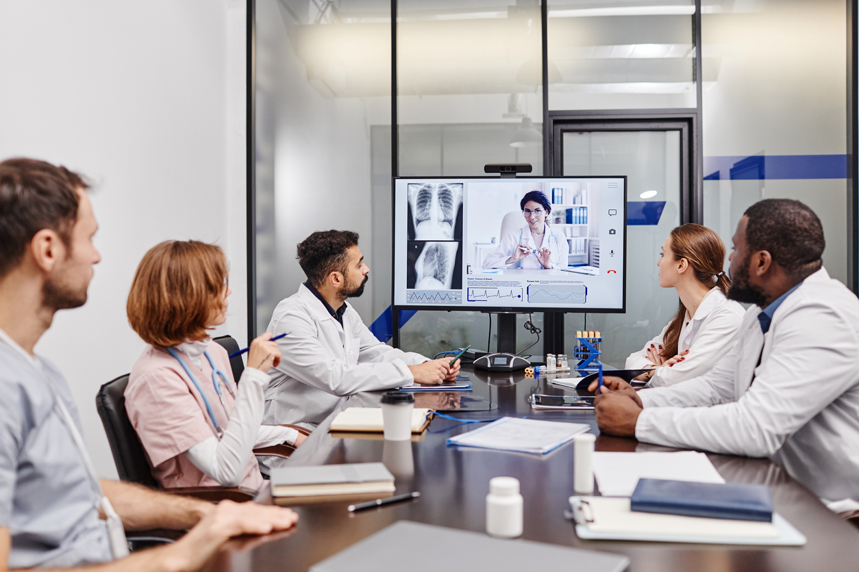 Healthcare start-up staff in a conference room.