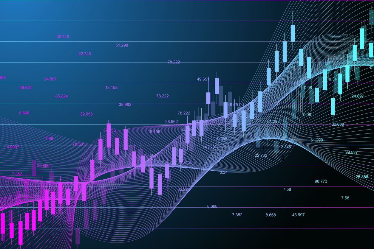 Stock market or forex trading graph chart suitable for financial investment concept. Economy trends background for business idea. Abstract finance background. Vector illustration.