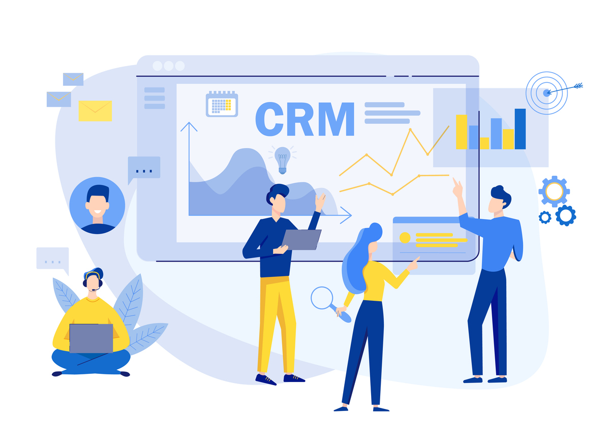 Customer relationship management concept background. CRM vector illustration. Company Strategy Planning. Business Data Analysis.