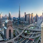 burj khalifa in dubai downtown skyscrapers highrise architecture at sunset