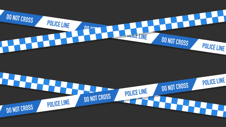 blue police lines, wide vector design, banner for web, social media.