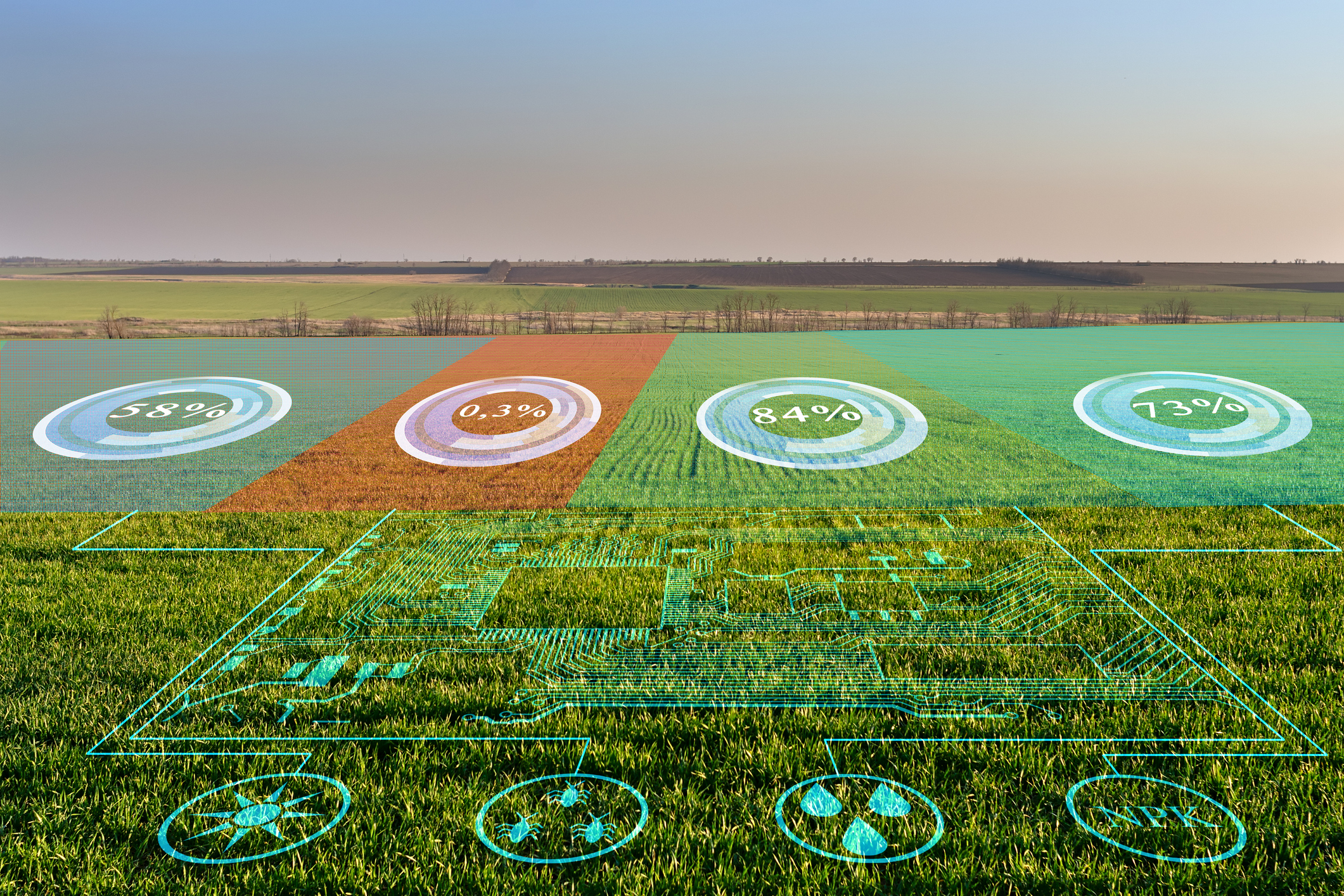 the concept of collecting data on humidity, temperature, illumination of acidity, fertilizers and pests without human intervention, the transmission of the obtained data and their analysis to increase the yield