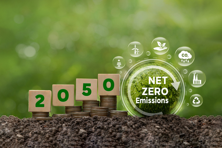 net zero emissions by 2050. carbon neutral.natural environment a climate neutral long term strategy greenhouse gas emissions targets. sustainable environment development goals.