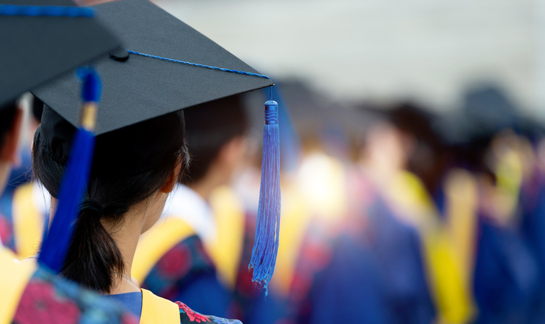 rear view of graduates during commencement