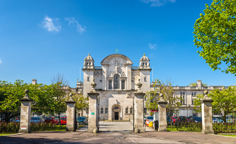 entrance to cardiff university wales, great britain