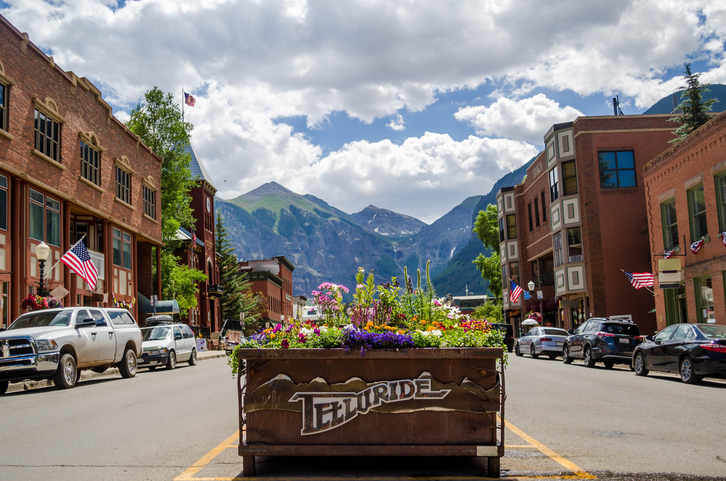 downtown telluride in the spring