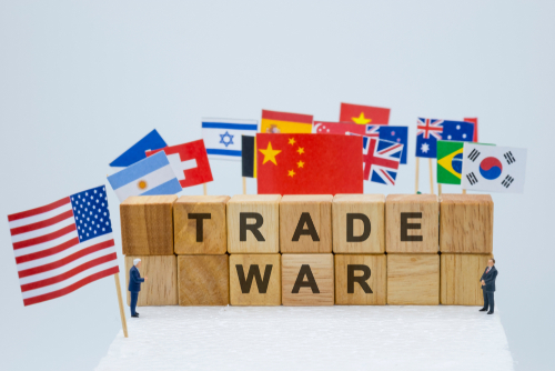 trade,war,wording,with,usa,china,and,multi,countries,flags.