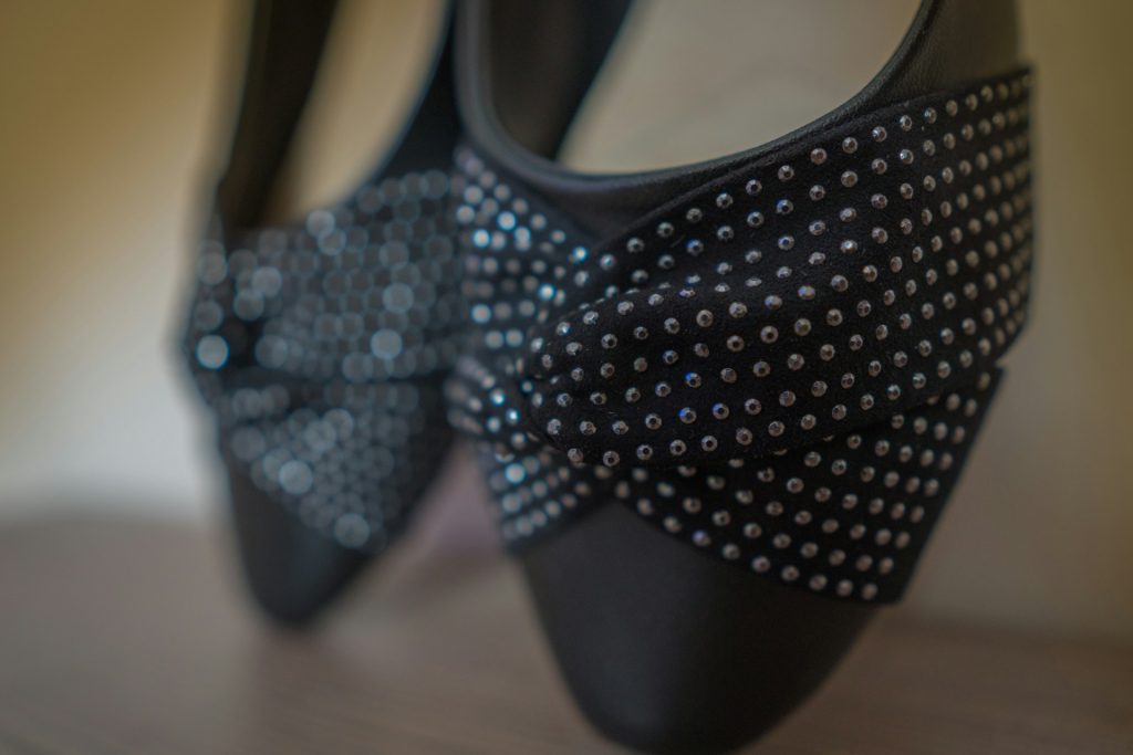 a close up of a pair of shoes on a table