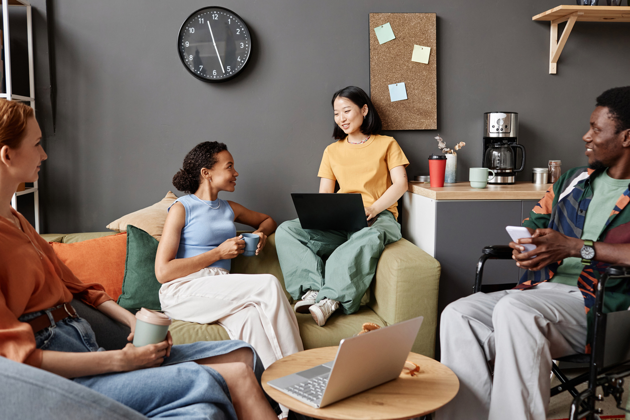 meeting in office lounge